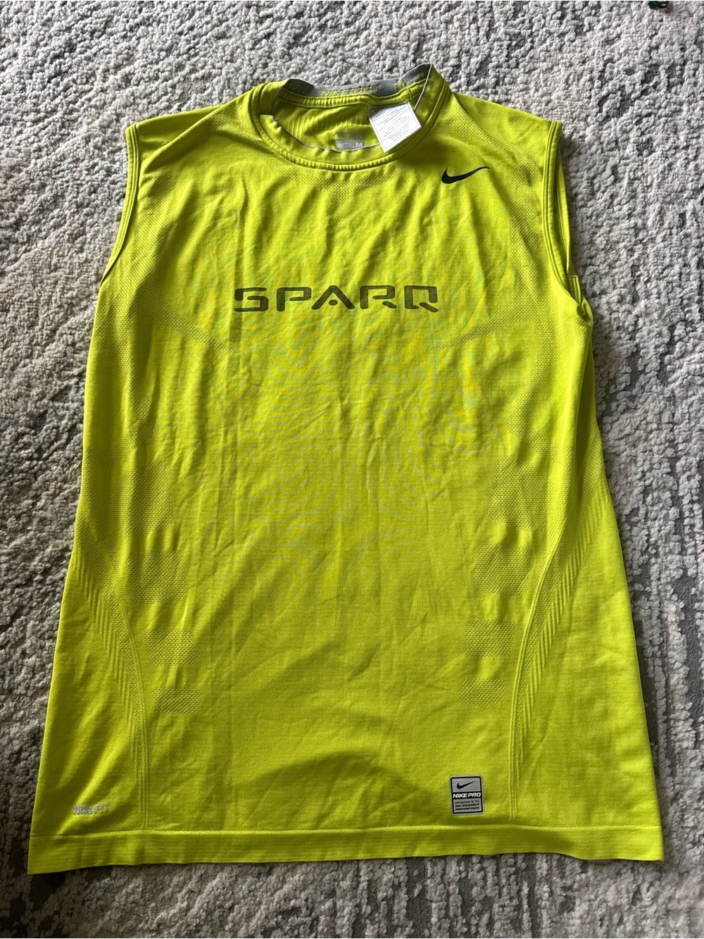 Nike Pro Mens Neon Yellow Sleeveless SPARQ Training Tank